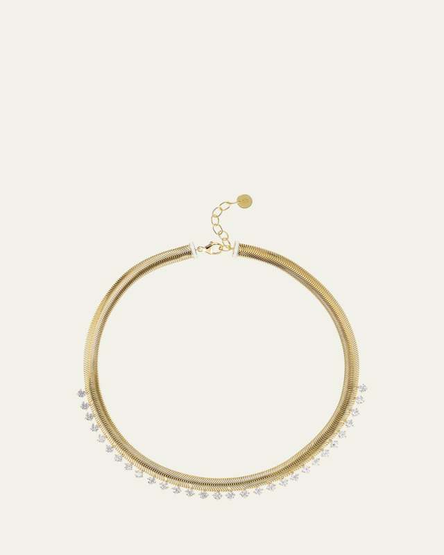 Snake Chain Necklace with Diamonds in 18K Yellow Gold, 16-18"L